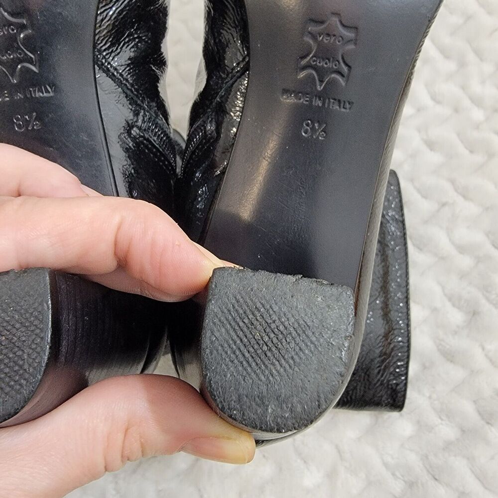 Aquatalia By Marvin K. Black Patent Weatherproof Pointed Toe Ankle Boot Size 8.5 - Picture 12 of 16